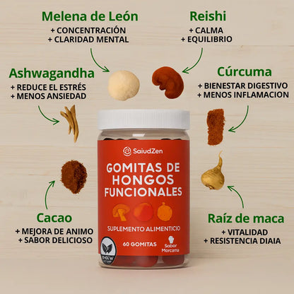 Suplemento de Hongos Funcionales (Pack de 60 Gomitas)
